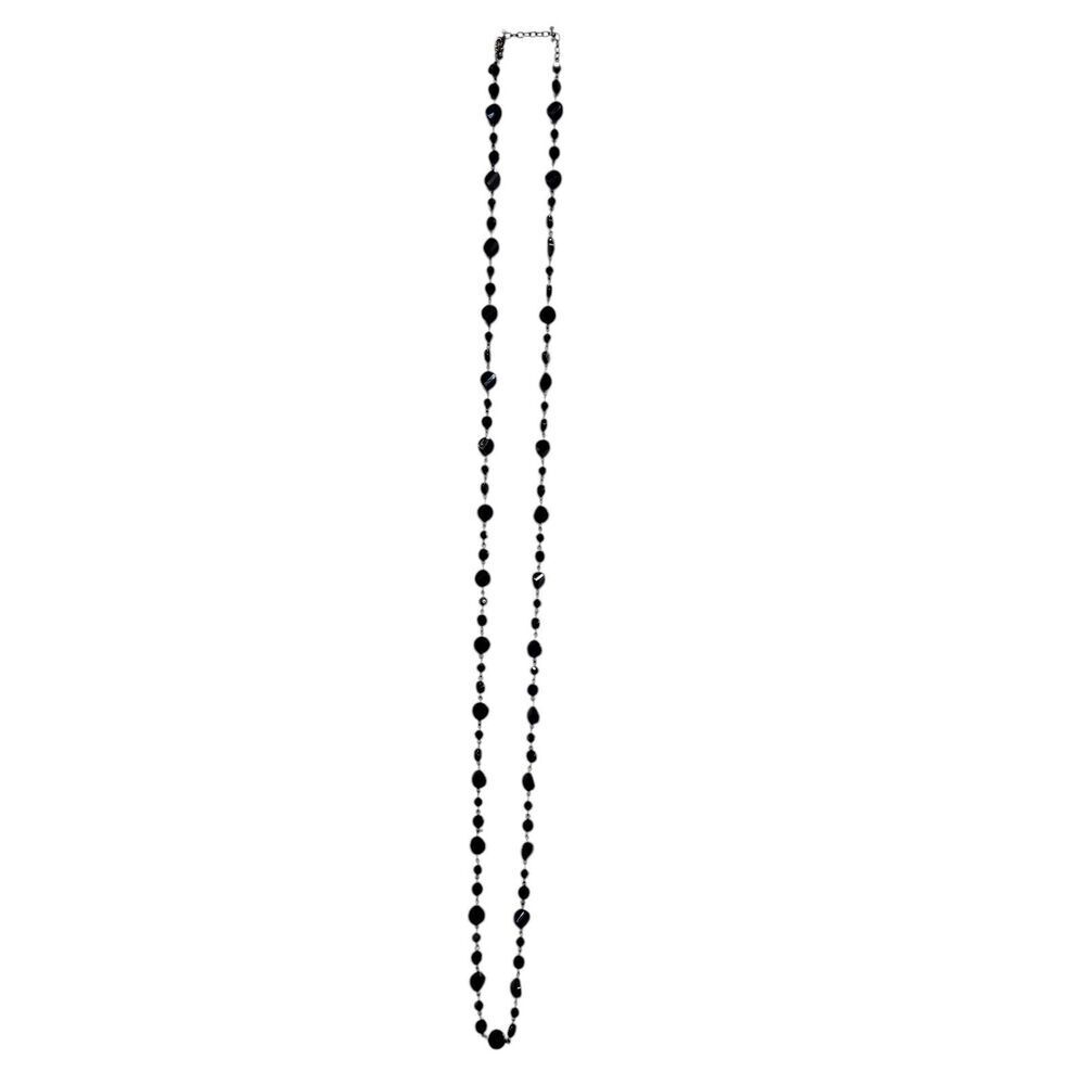 Vintage Joan‎ Rivers Black Crystal Bead 30" Necklace